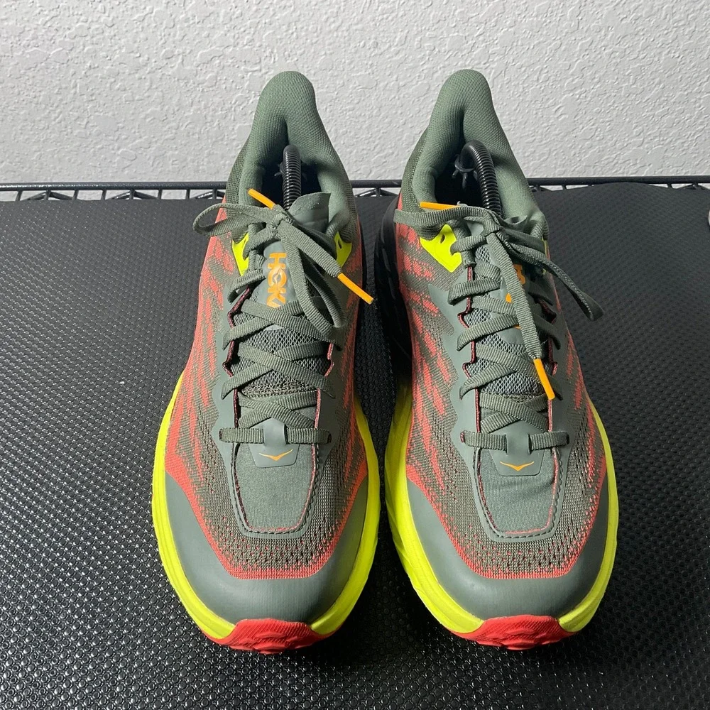 Hoka One One Speedgoat 5 Mens 10.5D Trail Running Shoes Thyme Fiesta 1123157